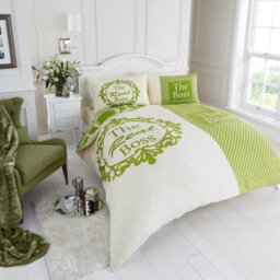 Smart Living Duvet Cover With Pillowcases Polycotton Quilt Bedding Covers Comfy Breathable Comforter Cover Set - Green/cream - thumbnail 1