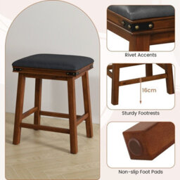 Gainoom 2Pcs 62Cm Brown Bar Stools Pu Leather Padded Upholstered Counter Height Chair - thumbnail 7