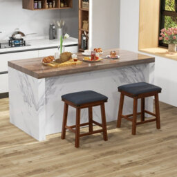 Gainoom 2Pcs 62Cm Brown Bar Stools Pu Leather Padded Upholstered Counter Height Chair - thumbnail 3