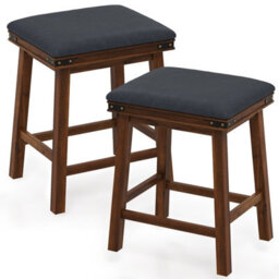 Gainoom 2Pcs 62Cm Brown Bar Stools Pu Leather Padded Upholstered Counter Height Chair - thumbnail 1