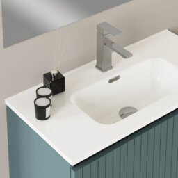 Banyetti Linea Ocean Blue Ribbed Wall Hung Vanity Unit 800mm X 390mm - thumbnail 3