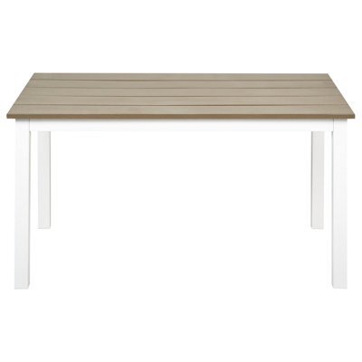 Wyld And Coco Gardenco Outdoor Coffee Table - Plastic Wood Slatted Top, White Powder-Coated Aluminium Frame, 96 X 52 Cm - image 1