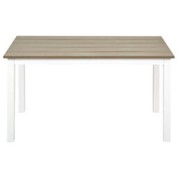 Wyld And Coco Gardenco Outdoor Coffee Table - Plastic Wood Slatted Top, White Powder-Coated Aluminium Frame, 96 X 52 Cm - thumbnail 1