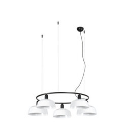 Luminosa Lighting Luminosa Tatawin Medium Pendant Ceiling Light Black, Gloss White 5X E27