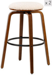 Nordlys Set Of 2 Solid Wood And White Bouclé Bar Stools Modern Design Style Dining Room - thumbnail 2