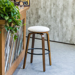 Nordlys Set Of 2 Solid Wood And White Bouclé Bar Stools Modern Design Style Dining Room - thumbnail 3