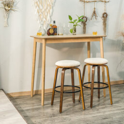 Nordlys Set Of 2 Solid Wood And White Bouclé Bar Stools Modern Design Style Dining Room - thumbnail 5