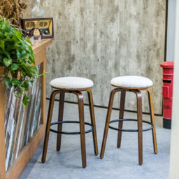 Nordlys Set Of 2 Solid Wood And White Bouclé Bar Stools Modern Design Style Dining Room - thumbnail 4
