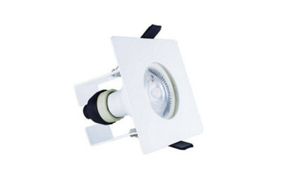 Luminosa Lighting Luminosa Led Fire Rated Static Downlight Recessed Spotlight Square Gu10 Holder Bracket Matt White Ip65 - image 1
