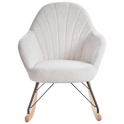 Wyld And Coco Off-White Fabric Rocking Chair With Wooden Skates, Metal Legs, W70 X D94 X H85Cm - image 1
