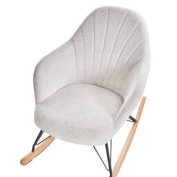 Wyld And Coco Off-White Fabric Rocking Chair With Wooden Skates, Metal Legs, W70 X D94 X H85Cm - thumbnail 6
