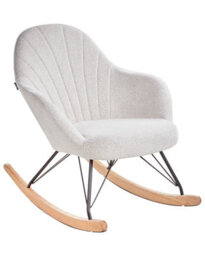 Wyld And Coco Off-White Fabric Rocking Chair With Wooden Skates, Metal Legs, W70 X D94 X H85Cm - thumbnail 3