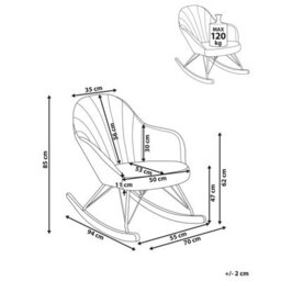 Wyld And Coco Off-White Fabric Rocking Chair With Wooden Skates, Metal Legs, W70 X D94 X H85Cm - thumbnail 4