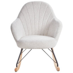 Wyld And Coco Off-White Fabric Rocking Chair With Wooden Skates, Metal Legs, W70 X D94 X H85Cm - thumbnail 1