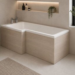 Plum&clay Novela Neutral Light Wood Effect L-Shaped End Bath Panel (L)700mm (H)540mm - thumbnail 2