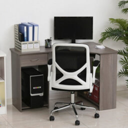 Homcom L-Shaped Corner Computer Desk W/ 2 Shelves Worktop Keyboard Tray Grey - thumbnail 7