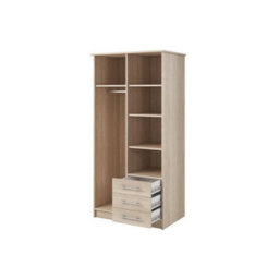 Arte Stylish Alex Hinged Door Wardrobe W1000mm H2100mm D640mm - Timeless Sonoma Oak Finish - thumbnail 2