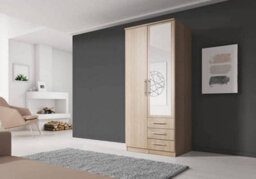 Arte Stylish Alex Hinged Door Wardrobe W1000mm H2100mm D640mm - Timeless Sonoma Oak Finish - thumbnail 1
