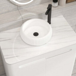 Royal Bathrooms Venice 800mm Gloss White Freestanding Bathroom Countertop Vanity Unit 2 Door With Milan Basin - thumbnail 6