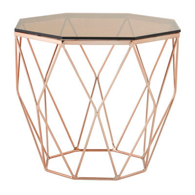 Orsina Practical End Table With Rose Gold Base, Versatile Sitting Room Side Table, Stunning Lounge Room Table - image 1