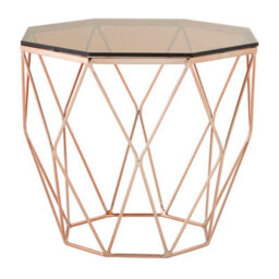 Orsina Practical End Table With Rose Gold Base, Versatile Sitting Room Side Table, Stunning Lounge Room Table