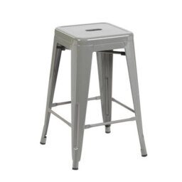 4X Silver Gloss Bar Stools Galvanised Steel Foot Rest Pre Assembled - thumbnail 4