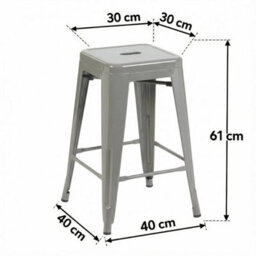 4X Silver Gloss Bar Stools Galvanised Steel Foot Rest Pre Assembled - thumbnail 2