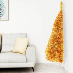 Berkfield Artificial Half Christmas Tree With Stand Gold 120 Cm Pvc