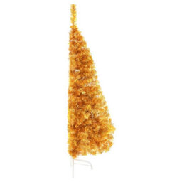Berkfield Artificial Half Christmas Tree With Stand Gold 120 Cm Pvc - thumbnail 4