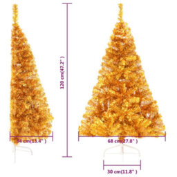 Berkfield Artificial Half Christmas Tree With Stand Gold 120 Cm Pvc - thumbnail 8