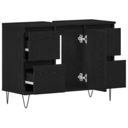 Berkfield Bathroom Sink Cabinet Black Oak 80X33X60 Cm Engineered Wood - thumbnail 5
