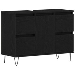 Berkfield Bathroom Sink Cabinet Black Oak 80X33X60 Cm Engineered Wood - thumbnail 2