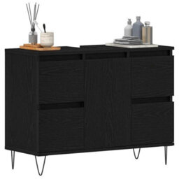 Berkfield Bathroom Sink Cabinet Black Oak 80X33X60 Cm Engineered Wood - thumbnail 3