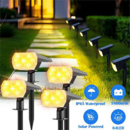 4Pcs Solar Spot Lights 64Led Garden Outdoor Pathway Stake Lamps Driveway Pool 3 Modes