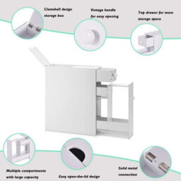 Slim Standing Bathroom Storage Cabinet Over Toilet & Under Sink Organizer With Drawers, Narrow Space-Saving Cupboard For Bathroom - thumbnail 6