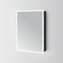 Plum&clay Azure Led Illuminated Black Single Mirrored Wall Cabinet (H)700mm (W)500mm - thumbnail 1