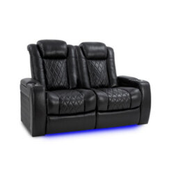 Valencia Tuscany Xl Home Theater Seating Row Of 2 Loveseat Midnight Black Nappa Leather Power Headrest - thumbnail 1
