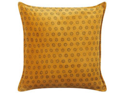 Beliani Throw Cushion Rapis Velvet 45 X 45 Cm Yellow Geometric Pattern - thumbnail 1