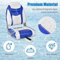Gainoom Set Of 2 High Back Boat Seat Folding Fishing Boat Chair W/ Long Fixation Strap - thumbnail 8