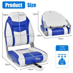 Gainoom Set Of 2 High Back Boat Seat Folding Fishing Boat Chair W/ Long Fixation Strap - thumbnail 2