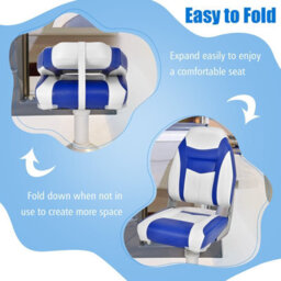 Gainoom Set Of 2 High Back Boat Seat Folding Fishing Boat Chair W/ Long Fixation Strap - thumbnail 7