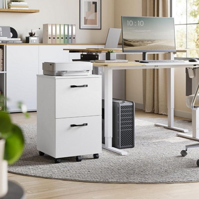 Songmics Two-Drawer Mobile File Cabinet With Wheels, Compact Printer Stand For Office Documents, White - image 1