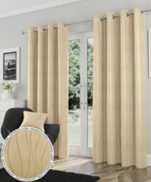 Enhanced Living Goodwood Cream Thermal, Energy Saving, Dimout Eyelet Curtains With Wave Pattern (Pair) - 66 X 90 Inch (168X229Cm)
