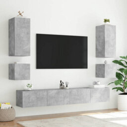 Walplus Tv Wall Cabinets With Led Lights 2 Pcs Concrete Grey 40.5X35X40 Cm - thumbnail 5