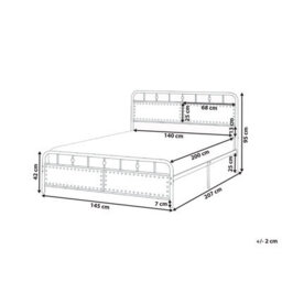 Wyld And Coco Industrial Chic Double Bed Black - Metal Frame, Slatted Support, Fabric Headboard (4Ft6) - thumbnail 5