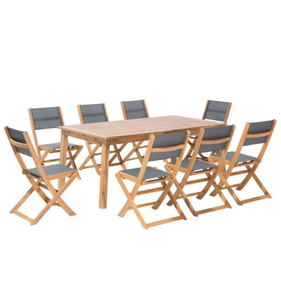 Beliani Garden Dining Set 8 Seater Cesana Acacia Wood Light Brown - image 1