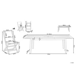 Beliani Garden Dining Set 8 Seater Cesana Acacia Wood Light Brown - thumbnail 3