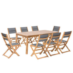 Beliani Garden Dining Set 8 Seater Cesana Light Brown Acacia Wood