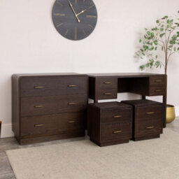 Melody Maison Dark Wood Chest Of 3 Drawers, Dressing Table & Pair Of Bedside Tables - Kingsley Range - thumbnail 4
