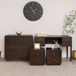 Melody Maison Dark Wood Chest Of 3 Drawers, Dressing Table & Pair Of Bedside Tables - Kingsley Range - thumbnail 3